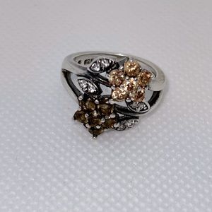 Vintage 925 silver floral ring
